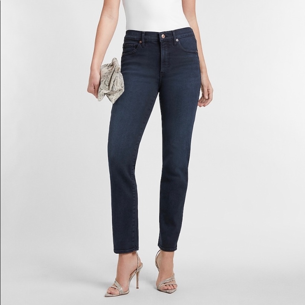 Express Women’s Mid Rise Dark Wash Slim Jeans